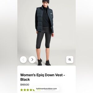 Kathmandu Women's Black Epiq Down Vest- 600 fill power